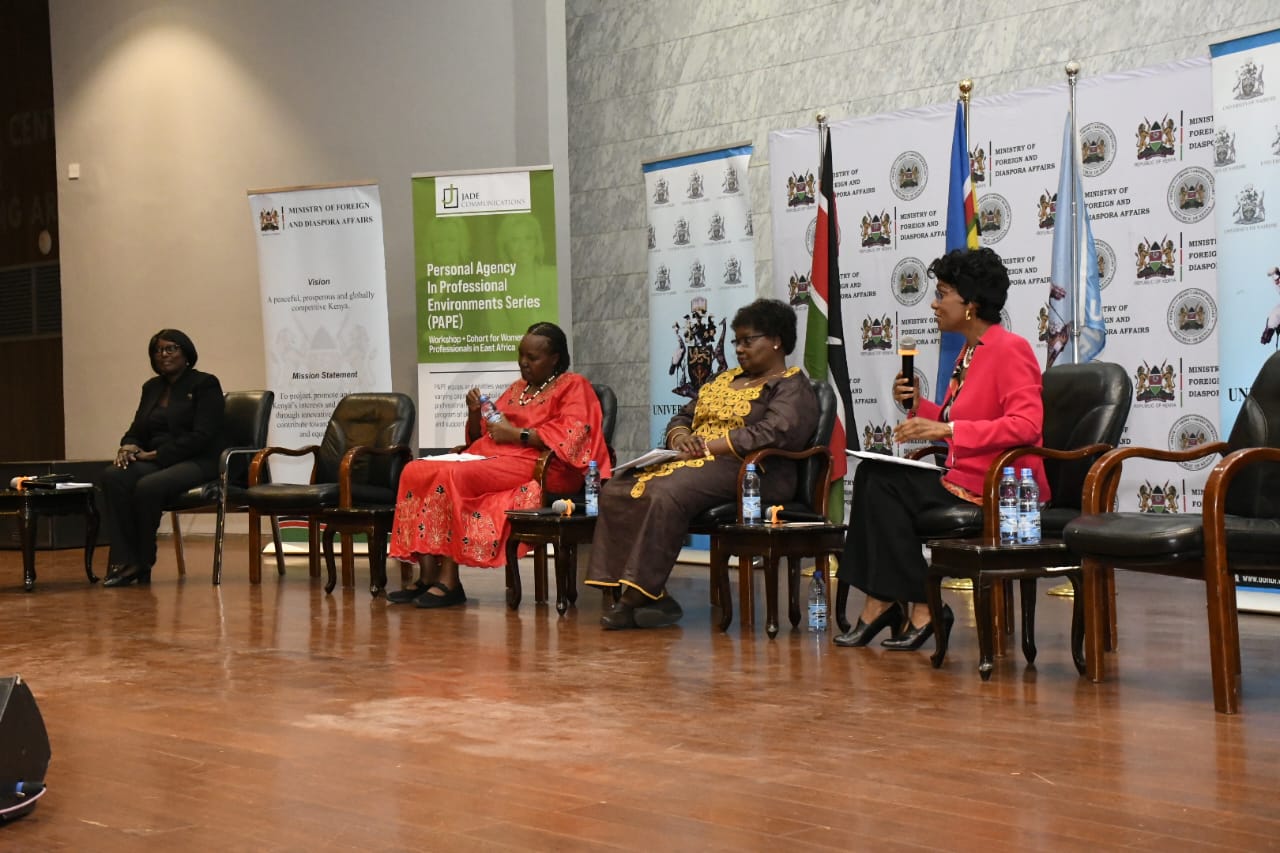 A photo of Women in Diplomacy sharing their experiences during the Conference